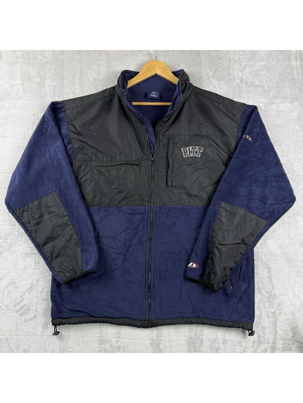 VTG Pitt Panthers Pro Player Men XL Navy Fleece Full Zip Jacket College Football